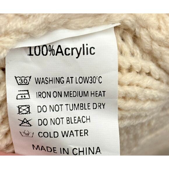 PrettyGarden Ivory Cable Knit Cardigan Sweater Tortoise Shell Buttons Pockets XL - Picture 5 of 9